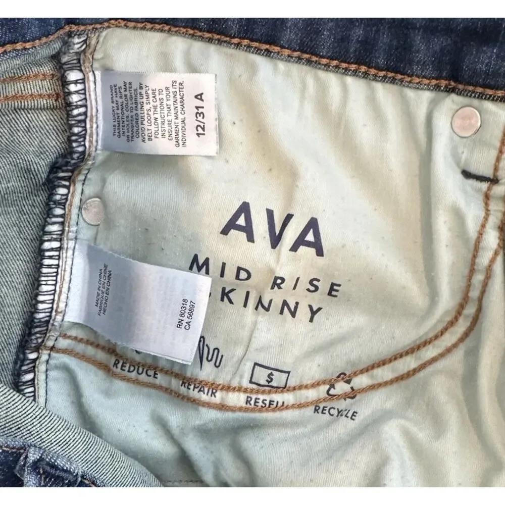 Lucky Brand Women's AVA Skinny Mid Rise Blue Jeans Size 12/31 Regular - Picture 4 of 4